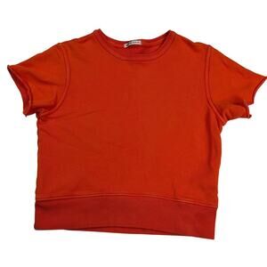 Agolde Premium 100% Cotton French Terry Short Sleeve Sweatshirt Orange Size S